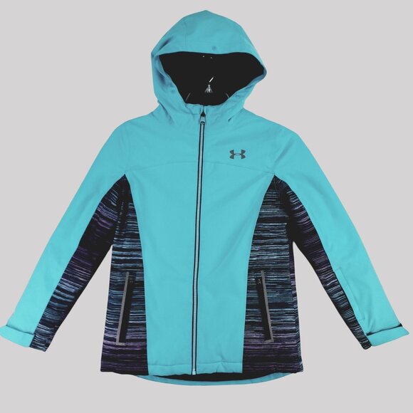 Under Armour Youth Girls Hooded Softshell Jacket With Zipper Pockets L - Picture 1 of 10